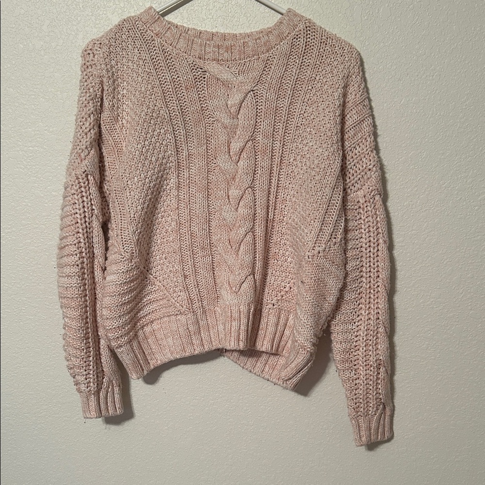 moon & madison Blush Cable Knit Sweater